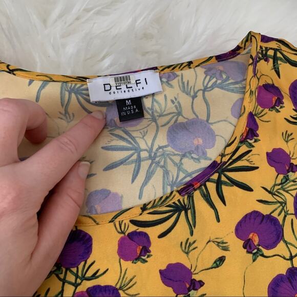 Delfi floral Sienna Ruffle Sleeve Blouse Top sz M - Picture 5 of 9